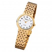 Regent Damen-Armbanduhr F-910 Quarz-Uhr Stahl-Armband gold URF910