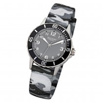 Regent Kinder-Armbanduhr Quarz Textil grau schwarz Jungen Uhr URF941