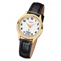 Regent Damen-Armbanduhr FR-194 Funkuhr Leder-Armband schwarz URFR194