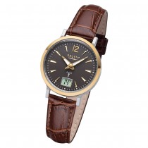 Regent Damen Armbanduhr Analog-Digital FR-257 Funk-Uhr Leder braun URFR257