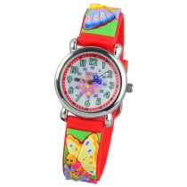 Tee-Wee Kinderuhr rot Schmetterling 3D Kautschukband Kinder Uhren UW753R