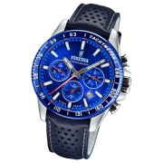 Festina Herrenuhr Timeless Chronograph Armbanduhr Leder dunkelblau UF20561/3