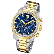 Festina Damenuhr Boyfriend Armbanduhr Edelstahl silber gold UF20607/2