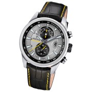 Festina Herrenuhr Timeless Chronograph Armbanduhr Leder schwarz gelb UF20695/4