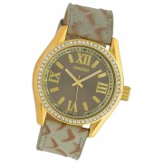 Oozoo Damen Armbanduhr Timepieces Analog Leder grau hellbraun UOC10272