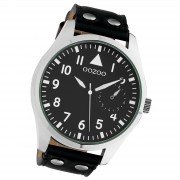 Oozoo Unisex Armbanduhr Timepieces Analog Leder schwarz UOC10328