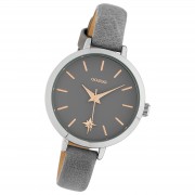 Oozoo Damen Armbanduhr Timepieces Analog Leder grau UOC10385