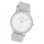 Oozoo Damen Armbanduhr Timepieces Analog Leder silber grau UOC10415