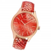 Oozoo Damen Armbanduhr Timepieces Analog Leder rot hellrose UOC10431