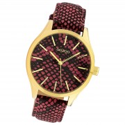 Oozoo Damen Armbanduhr Timepieces Analog Leder pink schwarz UOC10433