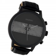 Oozoo Herren Armbanduhr Timepieces Lederband schwarz grau UOC10519