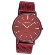 Oozoo Damen Armbanduhr Ultra Slim Quarzwerk Edelstahl burgund UOC20001