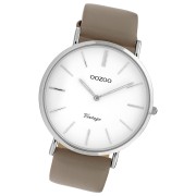 Oozoo Damen Armbanduhr Ultra Slim Leder grau, taupe UOC20076