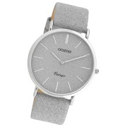 Oozoo Damen Armbanduhr Vintage Series Analog Leder silber UOC20160