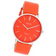 Oozoo Damen Armbanduhr Vintage Analog Leder rot orange UOC20320