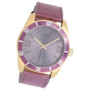 Oozoo Unisex Armbanduhr Vintage Series Analog Leder pastell lila UOC5744A