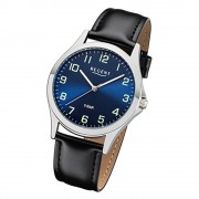 Regent Herren Armbanduhr Analog 1112421 Quarz-Uhr Leder schwarz UR1112421