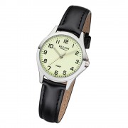 Regent Damen Armbanduhr Analog 2112427 Quarz-Uhr Leder schwarz UR2112427