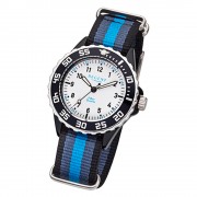 Regent Kinder Armbanduhr Analog F-1204 Quarz-Uhr Textil blau schwarz URBA383