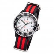 Regent Kinder Armbanduhr Analog F-1205 Quarz-Uhr Textil rot schwarz URBA384