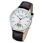 Regent Herren Funkuhr Analog-Digital BA-449 Funk-Uhr Leder schwarz URBA449