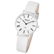 Regent Damen Titan-Armbanduhr rund Analog Lederarmband weiß URBA847