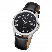 Regent Herren-Armbanduhr 32-F-1008 Quarz-Uhr Leder-Armband schwarz URF1008