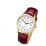 Regent Herren-Armbanduhr 32-F-1024 Quarz-Uhr Leder-Armband rot braun URF1024