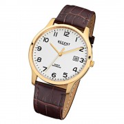 Regent Herren-Armbanduhr 32-F-1026 Quarz-Uhr Leder-Armband braun URF1026