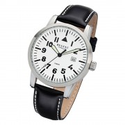Regent Herren-Armbanduhr 32-F-1029 Quarz-Uhr Leder-Armband schwarz URF1029