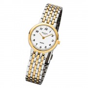 Regent Damen-Armbanduhr F-1048 Uhr Edelstahl-Armband silber gold URF1048
