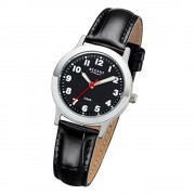 Regent Damen, Herren-Armbanduhr 32-F-1071 Quarz-Uhr Leder-Armband schwarz URF1071