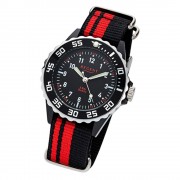 Regent Kinder, Jugend-Armbanduhr 32-F-1124 Textil Stoff-Armband schwarz rot URF1 URF1124