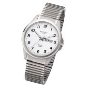 Regent Herren Armbanduhr Analog F-1198 Quarz-Uhr Titan silber URF1198