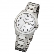 Regent Herren-Armbanduhr F-524 Quarz-Uhr Stahl-Armband silber weiß URF524