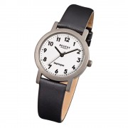 Regent Damen-Armbanduhr F-663 Titan-Uhr Leder-Armband schwarz URF663