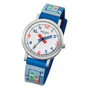 Kinder-Armbanduhr blau URF940 Textil, Regent F-940 Stoff-Armband Quarz-Uhr