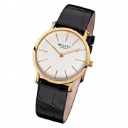 Regent Damen-Armbanduhr F-830 Quarz-Uhr Leder-Armband schwarz URF830