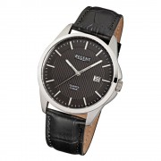 Regent Herren-Armbanduhr F-914 Quarz-Uhr Leder-Armband schwarz URF914