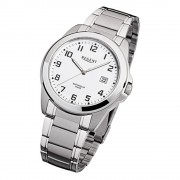 Regent Herren-Armbanduhr F-923 Quarz-Uhr Stahl-Armband silber grau URF923