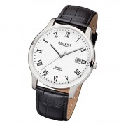 Regent Herren-Armbanduhr F-960 Quarz-Uhr Leder-Armband schwarz URF960