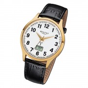 Regent Herren-Armbanduhr FR-229 Funkuhr Leder-Armband schwarz URFR229
