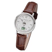 Regent Damen Funkuhr Analog-Digital FR-256 Funk-Uhr Leder braun URFR256