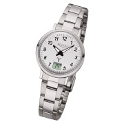 Regent Damen Funkuhr Analog-Digital FR-260 Funk-Uhr Metall silber URFR260