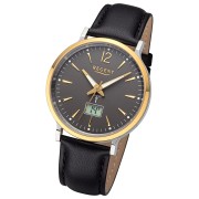 Regent Herren Funkuhr Analog-Digital Lederarmband schwarz URFR285