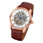 Regent Herren Armbanduhr skelettiertes Automatikwerk Leder braun Uhr URGM1433