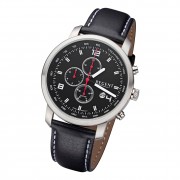 Regent Herren Armbanduhr Analog GM-2108 Quarz-Uhr Lederband schwarz URGM2108