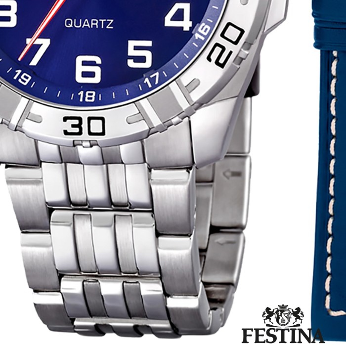 FESTINA Herren-Uhr Quarz Edelstahl Sport Set-Uhr mit UF16495/3 Wechselarmband