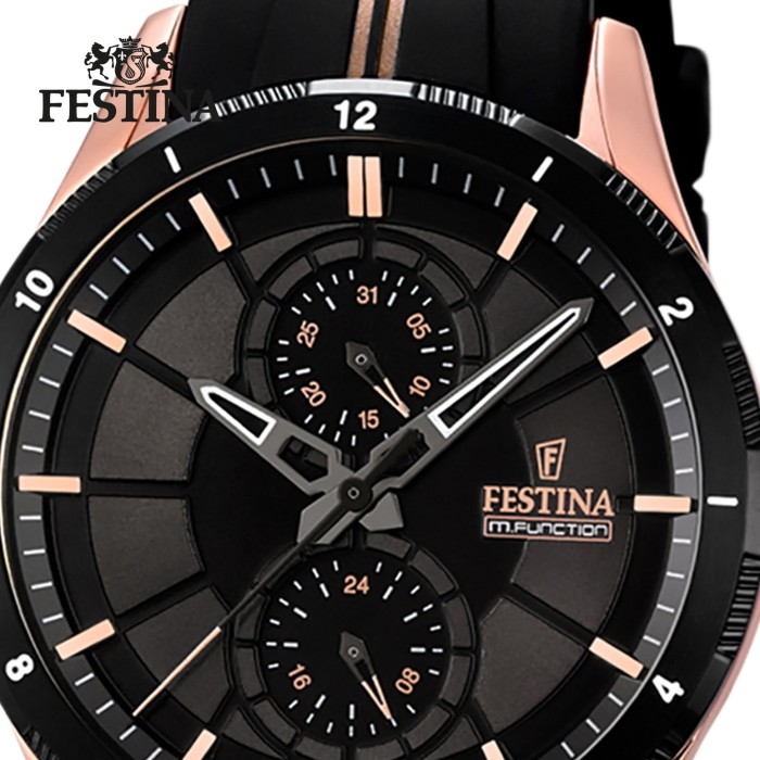 FESTINA Herren-Armbanduhr Sport Analog Quarz PU schwarz, kupfer UF16842/1