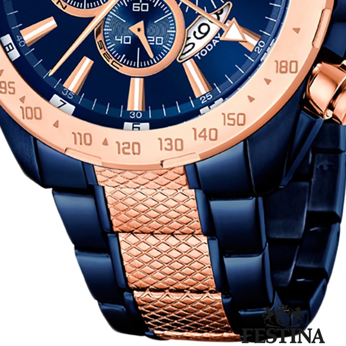 Festina Herren-Uhr Special Edition Chronograph Edelstahl blau rosegold  UF16886/1